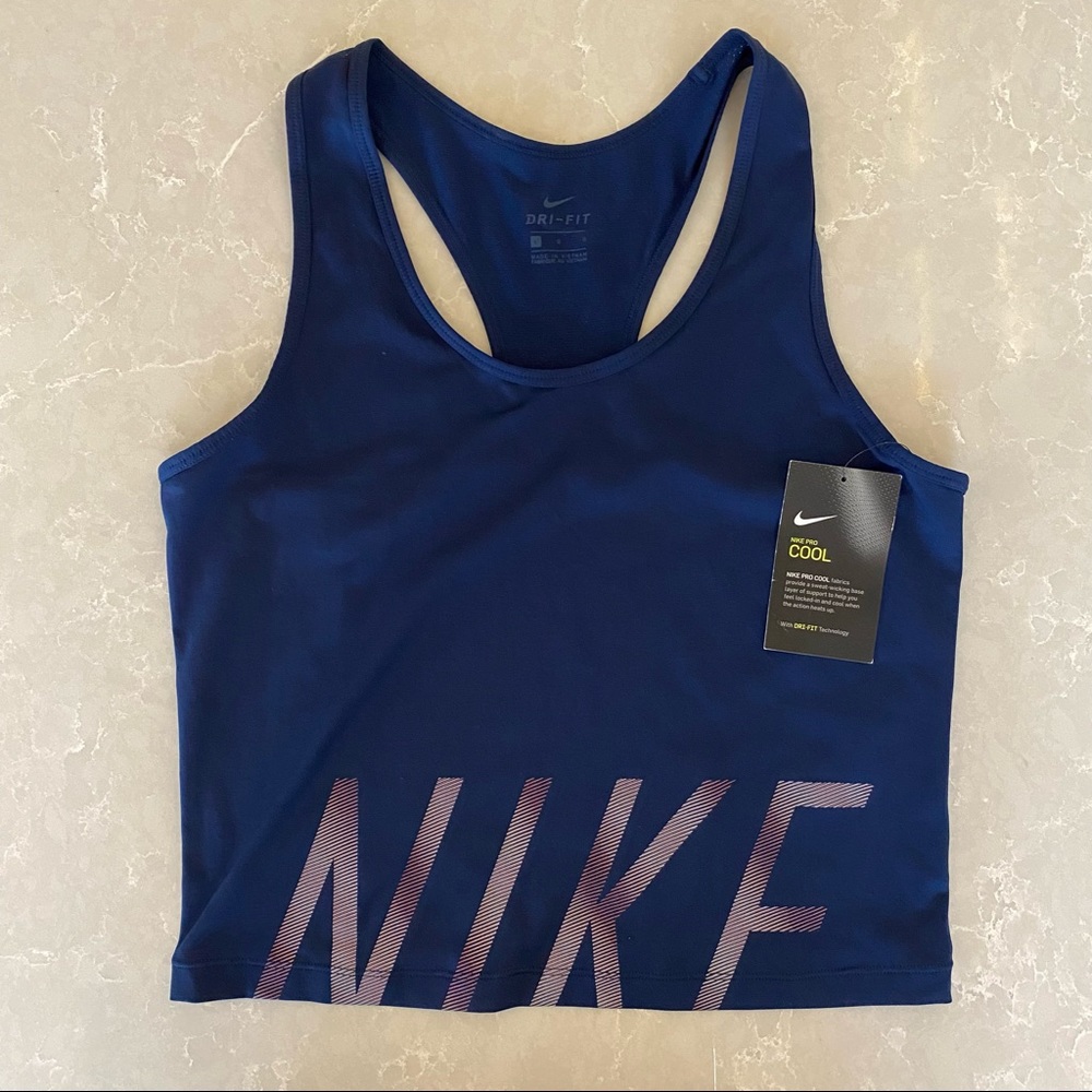 New navy Nike dri fit crop tank
